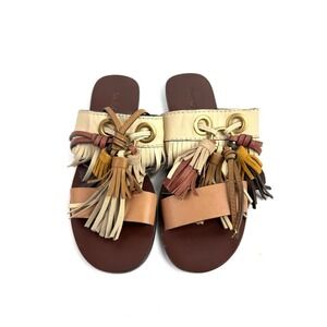 See By Chloe Tania Sandals 38 Tassel Slides Anthropologie Boho Chic Earthy Shoes